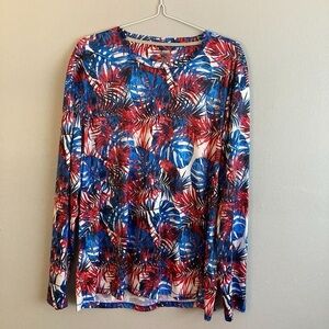 reel legends reel tec Fishing
Shirt Blue Red Leaves Size XL